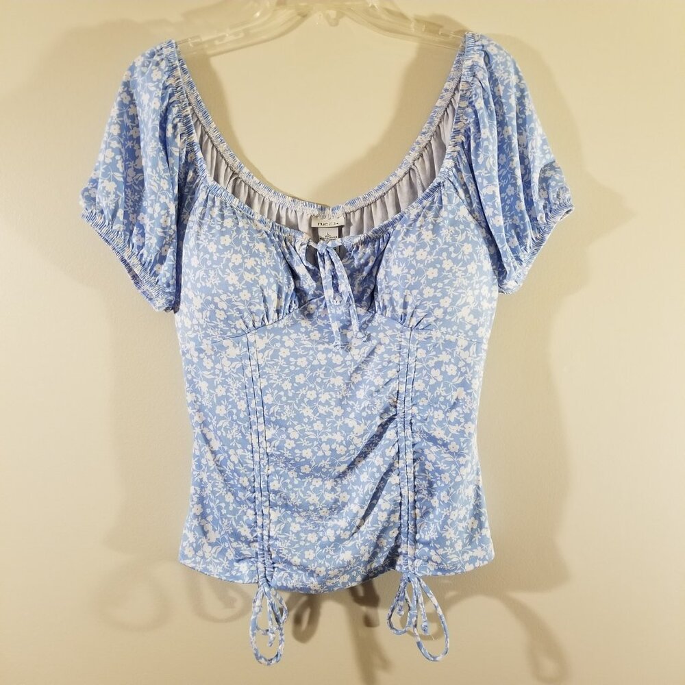 Rue21 Floral Blue Short Sleeve Blouse